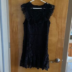 Black Lacy Lined Cocktail Party Dress GUC L